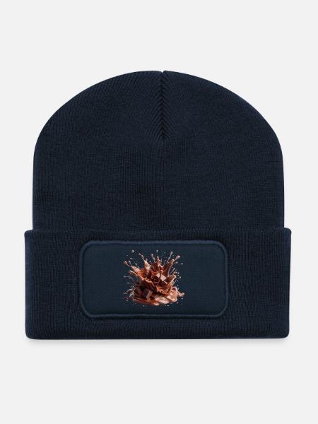 Chocolate eruption - Recycled Patch Beanie - french navy