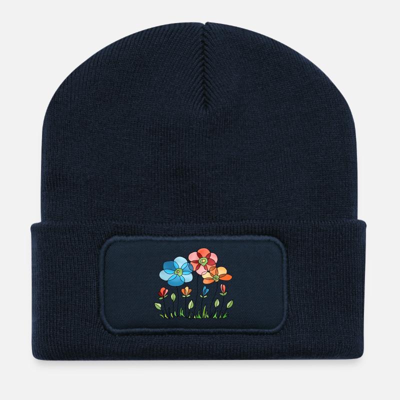 Blumen - Recycelte Patch Beanie - French Navy
