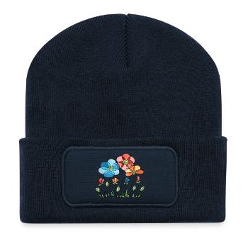 Blumen - Recycelte Patch Beanie - French Navy - Vorne