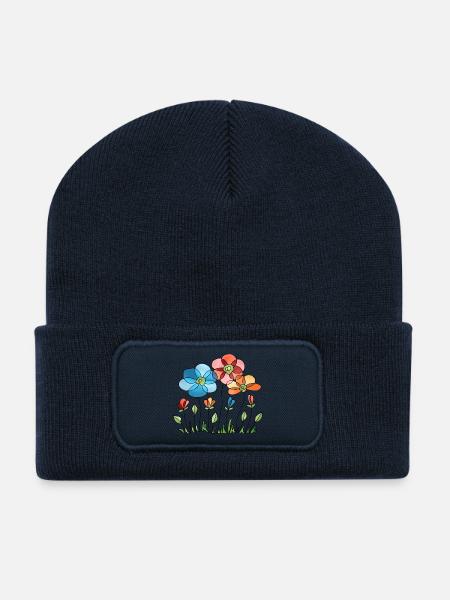 Blumen - Recycelte Patch Beanie - French Navy
