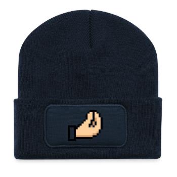 Pixel Hand Cursor Design Italia - Recycelte Patch Beanie - French Navy - Vorne