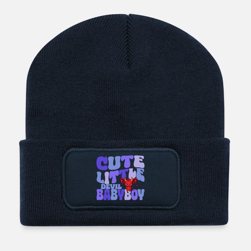 Babyboy - Petit Diable mignon - Beanie recyclé à patch - bleu marine