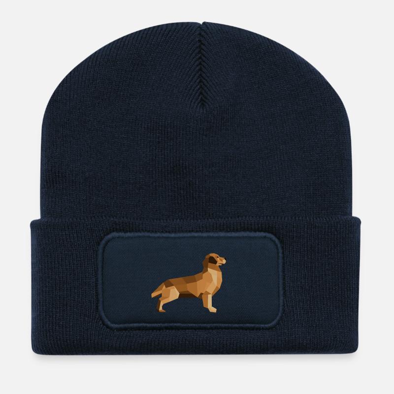 Golden Retriever Low Poly – treu und modern - Recycelte Patch Beanie - French Navy