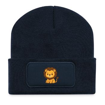Niedlicher Löwe - Recycelte Patch Beanie - French Navy - Vorne