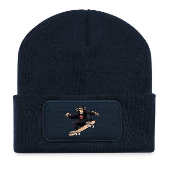 Affen Skater / Skateboard Affe - Recycelte Patch Beanie - French Navy - Vorne