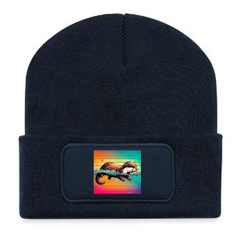 loutre - Beanie recyclé à patch - bleu marine - Devant