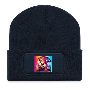 loutre - Beanie recyclé à patch - bleu marine - Devant