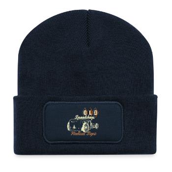 Illustration de voiture personnalisée à l’ancienne - Beanie recyclé à patch - bleu marine - Devant