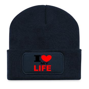 ich liebe mein Leben - Recycelte Patch Beanie - French Navy - Vorne