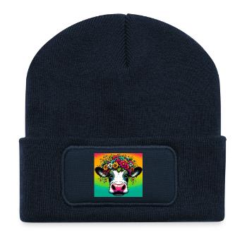 Kuh - Recycelte Patch Beanie - French Navy - Vorne