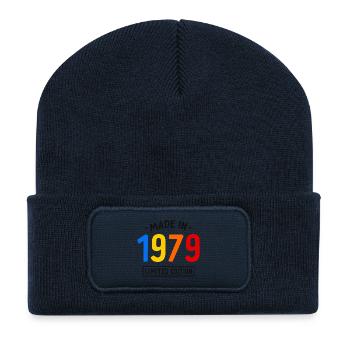 Fabriqué en 1979 - Edition limitée - Année de naissance - Beanie recyclé à patch - bleu marine - Devant