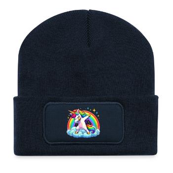 Einhörner Dabbing Dab Einhorn Unicorn Frauen - Recycelte Patch Beanie - French Navy - Vorne