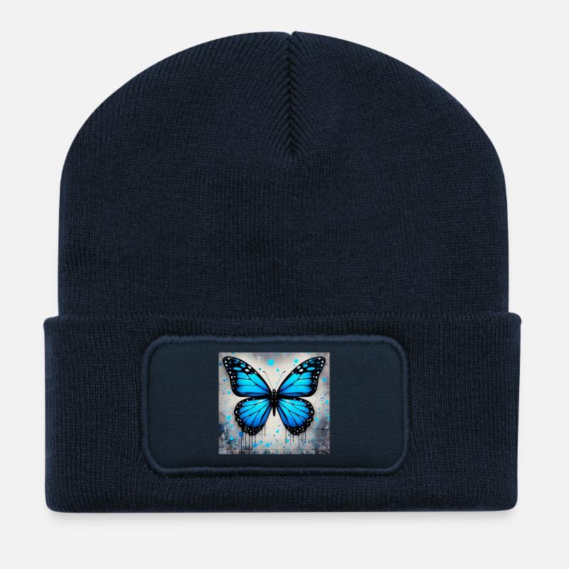 Schmetterling - Recycelte Patch Beanie - French Navy