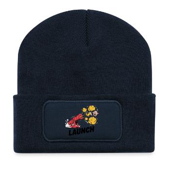 Comic Dinosaurier Kanone Explosion Design - Recycelte Patch Beanie - French Navy - Vorne