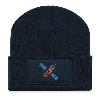 Futuristic Geometric Satellites - Recycled Patch Beanie - french navy - Front