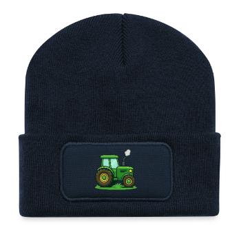 Idée cadeau Tractor Kids - Beanie recyclé à patch - bleu marine - Devant