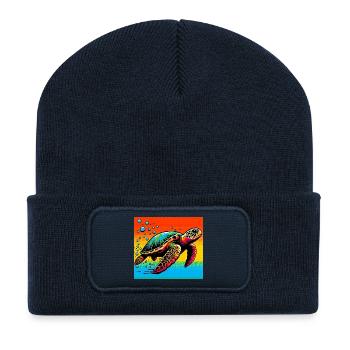 Schildkröte - Recycelte Patch Beanie - French Navy - Vorne
