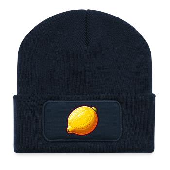 Citron Pop Art Jaune - Beanie recyclé à patch - bleu marine - Devant