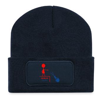Funny saying – problem? Done! - Recycled Patch Beanie - french navy - Front