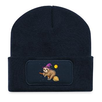 Balai d’équitation Sorcière Paresseuse - Beanie recyclé à patch - bleu marine - Devant