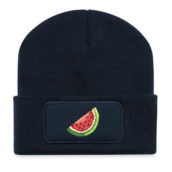 Tranche de pastèque pixel - Beanie recyclé à patch - bleu marine - Devant