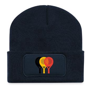 Padel Belgien Tricolore - Recycelte Patch Beanie - French Navy - Vorne