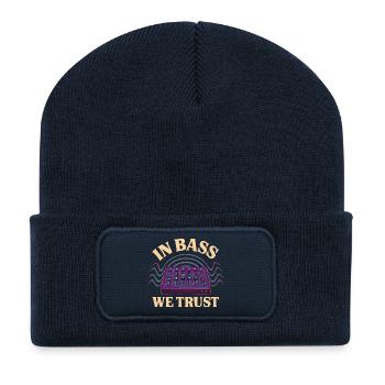 In Bass We Trust – DJ Mixer Techno Design - Recycled Patch Beanie - french navy - Front