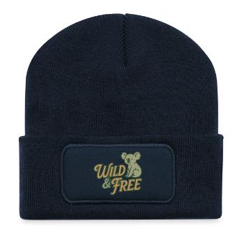Sauvage et libre – Koala et kangourou - Beanie recyclé à patch - bleu marine - Devant