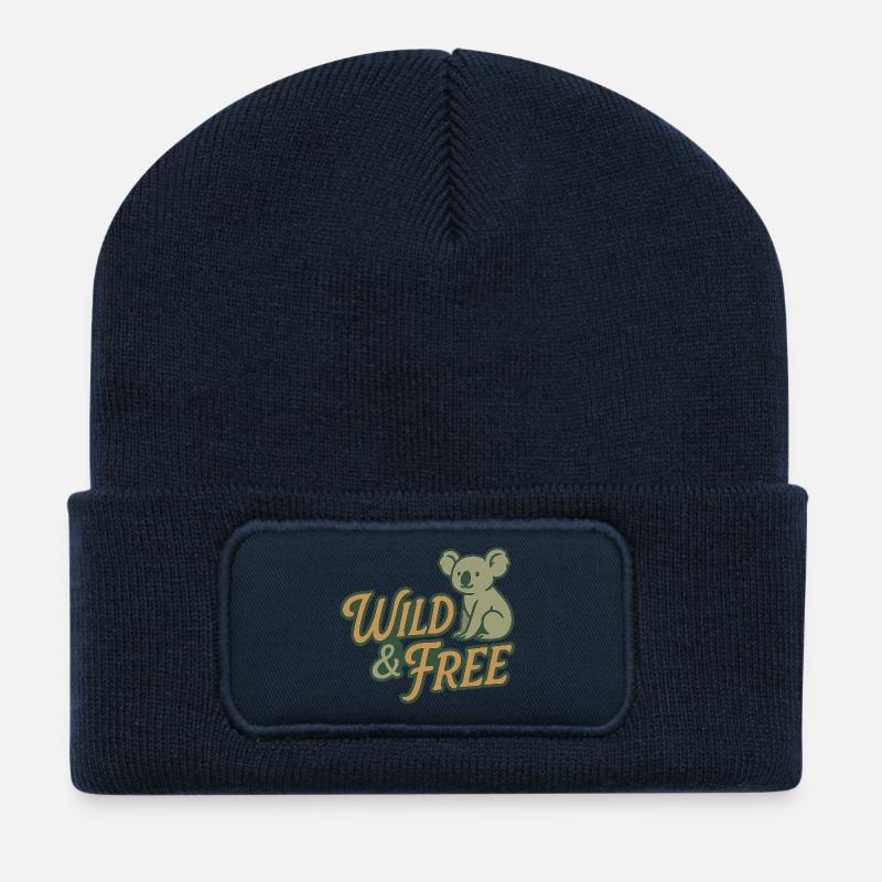 Wild & Free – Koala & Känguru - Recycelte Patch Beanie - French Navy