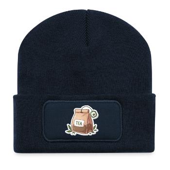 Tea bag illustration - Recycled Patch Beanie - french navy - Front