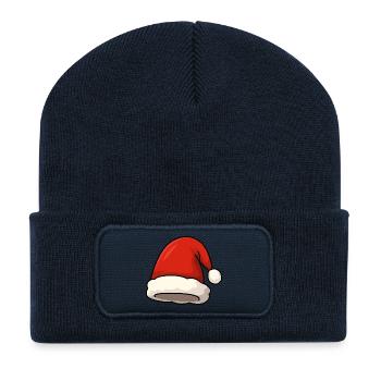 Illustration de chapeau de Père Noël - Beanie recyclé à patch - bleu marine - Devant