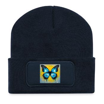 Schmetterling - Recycelte Patch Beanie - French Navy - Vorne