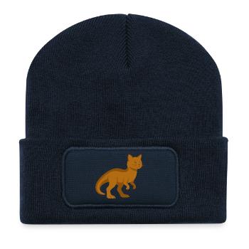 Trex Cat Dinosaur - Recycled Patch Beanie - french navy - Front