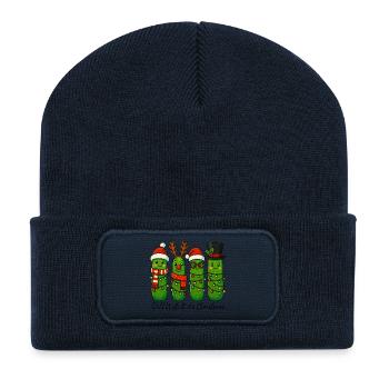 Funny Christmas Pickles Dill With It Design - Recycelte Patch Beanie - French Navy - Vorne