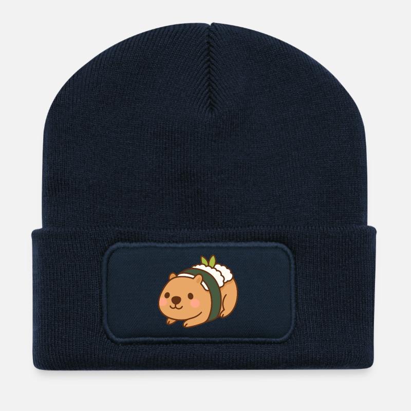 Capybara Sushi – niedlich & lecker 🍣🦫 - Recycelte Patch Beanie - French Navy
