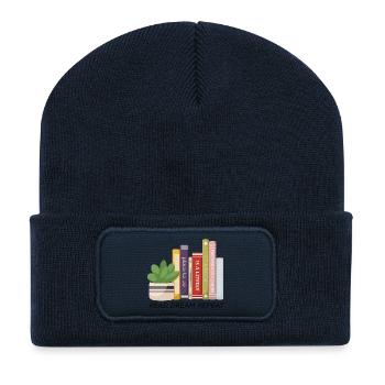 Rangée de livres colorés - Beanie recyclé à patch - bleu marine - Devant