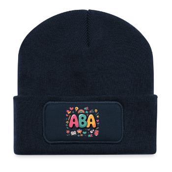 Fier thérapeute ABA en action - Beanie recyclé à patch - bleu marine - Devant