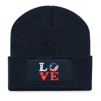 LIEBE Tricolor Sterne und Herzen - Recycelte Patch Beanie - French Navy - Vorne