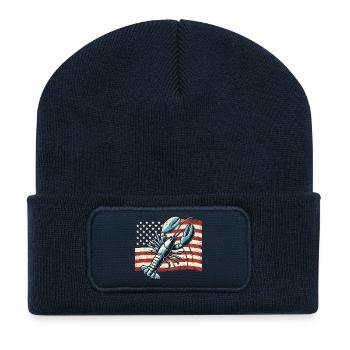 Hummer vor der USFlagge - Recycelte Patch Beanie - French Navy - Vorne