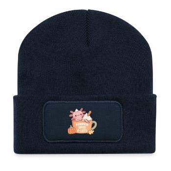 Cute Axolotl In Coffee Cup Pumpkin Spice A Lotl - Recycled Patch Beanie - french navy - Front