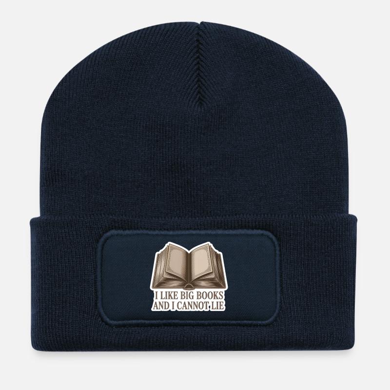 I like Big Books cannot lie funny Bookworm Quote  - Recycelte Patch Beanie - French Navy