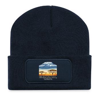 Kilimandjaro Tanzanie Panorama - Beanie recyclé à patch - bleu marine - Devant