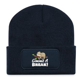 Donnez-moi une petite pause maintenant - Fan de paresseux - Beanie recyclé à patch - bleu marine - Devant