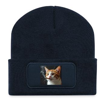 Fumer Chat Génération Z Mème Chat Fumer - Beanie recyclé à patch - bleu marine - Devant