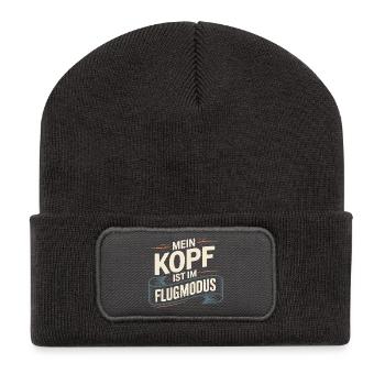 My head is in airplane mode – Funny saying - Recycled Patch Beanie - dark grey - Front