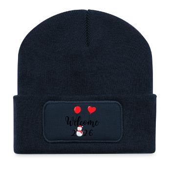 Welcome 2026, Happy New Year, Snowman - Recycled Patch Beanie - french navy - Front