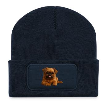 Griffon nain belge Griffon de Bruxelles - Beanie recyclé à patch - bleu marine - Devant