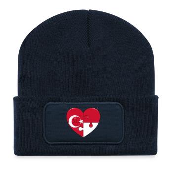 Turkey Indonesia Flag Puzzle Design - Recycled Patch Beanie - french navy - Front