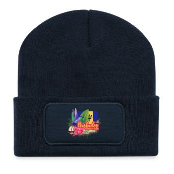 Barbados Vintage  Kolibri und Karibik Design - Recycelte Patch Beanie - French Navy - Vorne