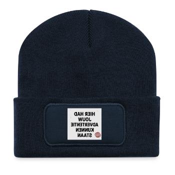 Large Typography with Approval Stamp - Recycled Patch Beanie - french navy - Front